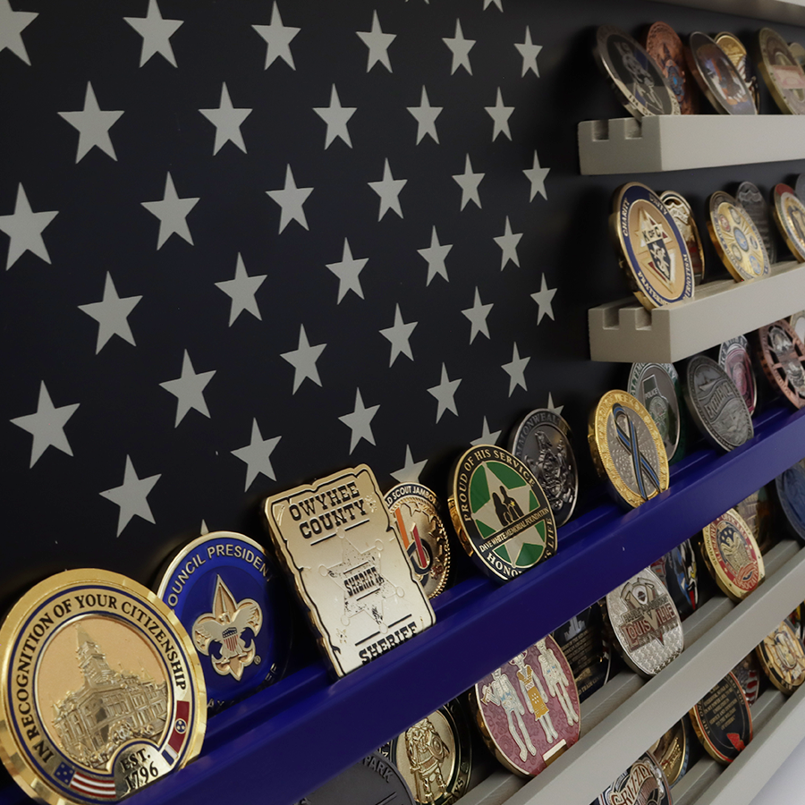 Large Blue Line Coin Display