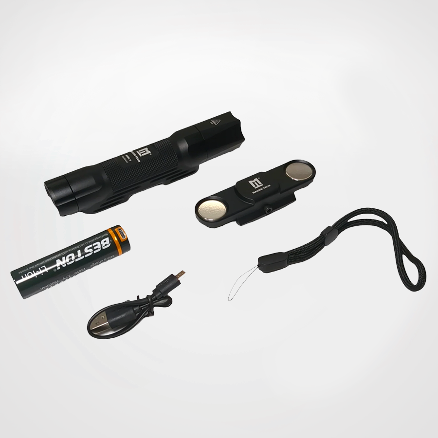Rigel II-P: 1100 Lumen Magnetic Tactical Light Kit Contents