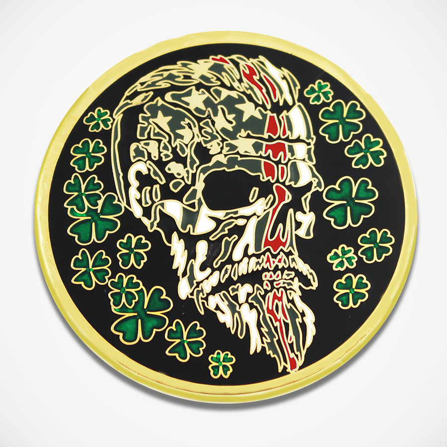 Lucky Bearded Red Line Skull Coin