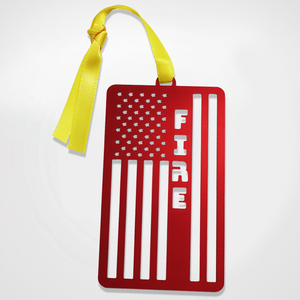 Red Metallic Fire Flag Ornament