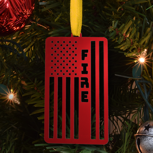 Red Metallic Fire Flag Ornament