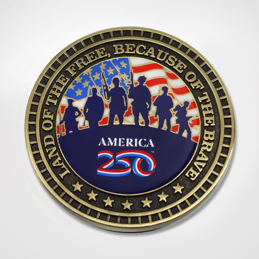 America250™ Because of the Brave Military Coin