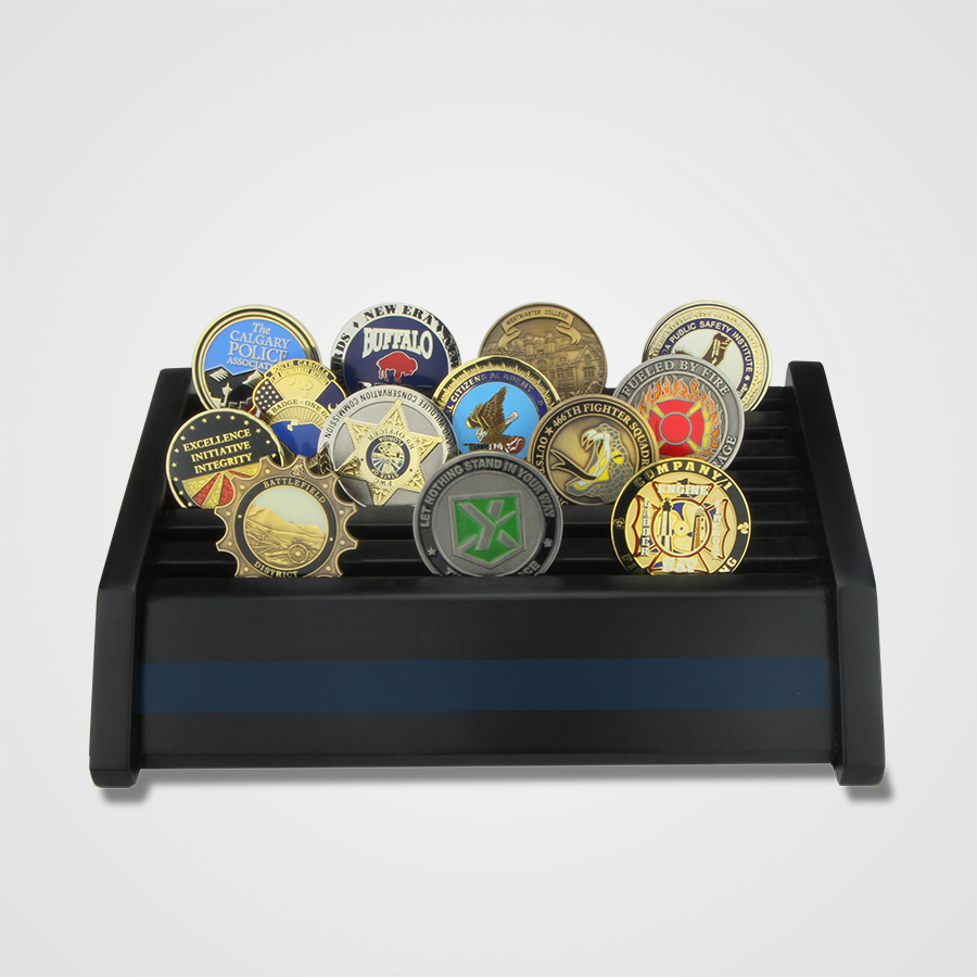Blue Line Wooden 24 Coin Display
