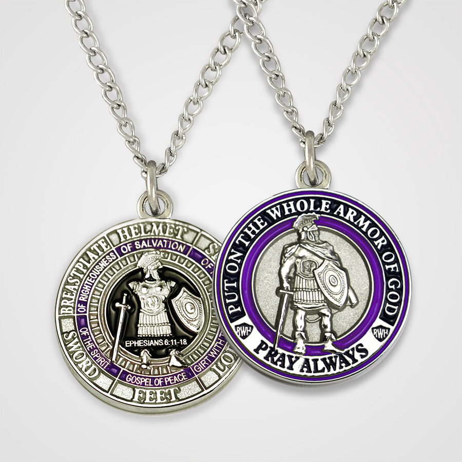 
            
                Load image into Gallery viewer, Armor of God Pendant Male-Purple
            
        