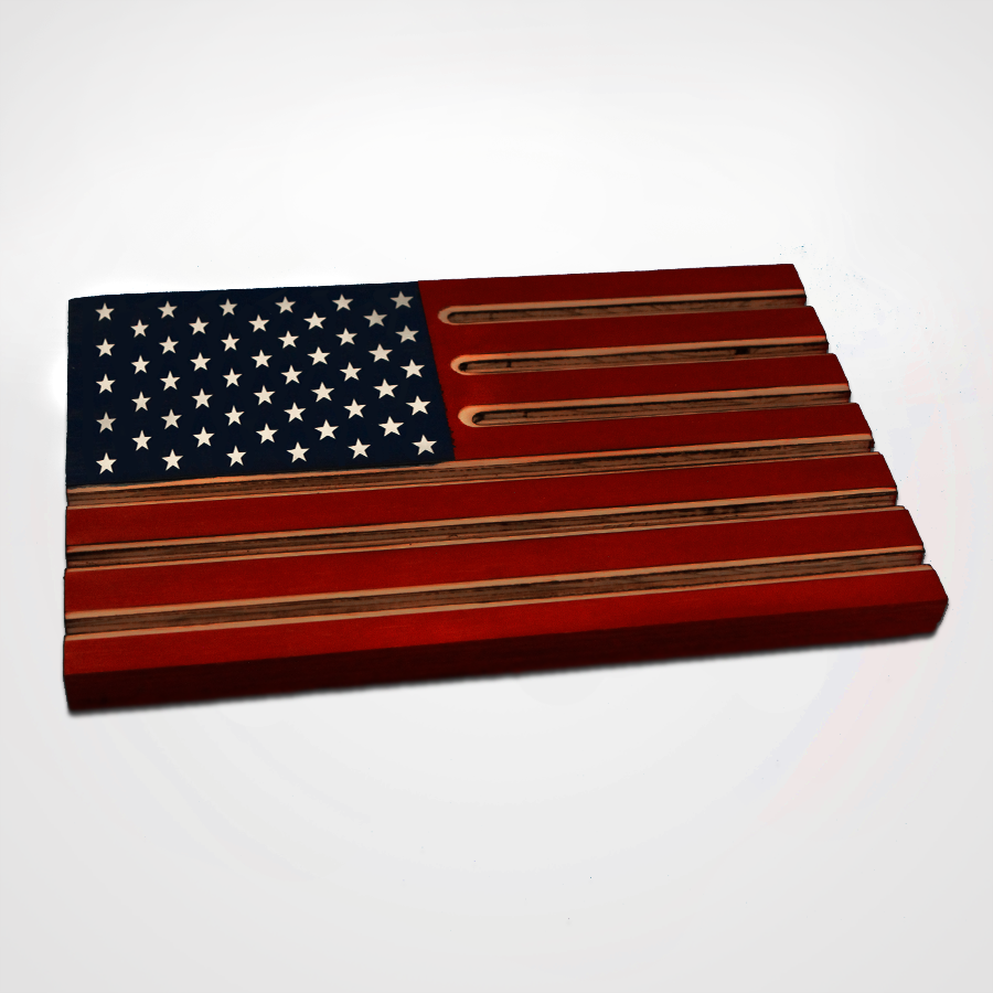 Wooden coin display with USA Flag Theme