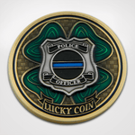 Lucky Police Officer Coin - Front Clover and Badge