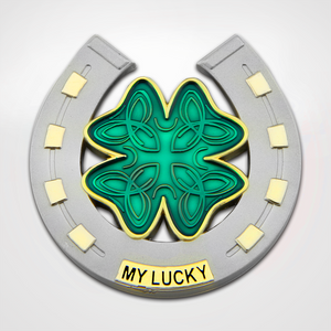 Lucky Coins horseshoe and 4 leaf clover Front