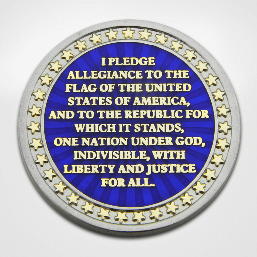 Pledge of Allegiance Coin Back with Text