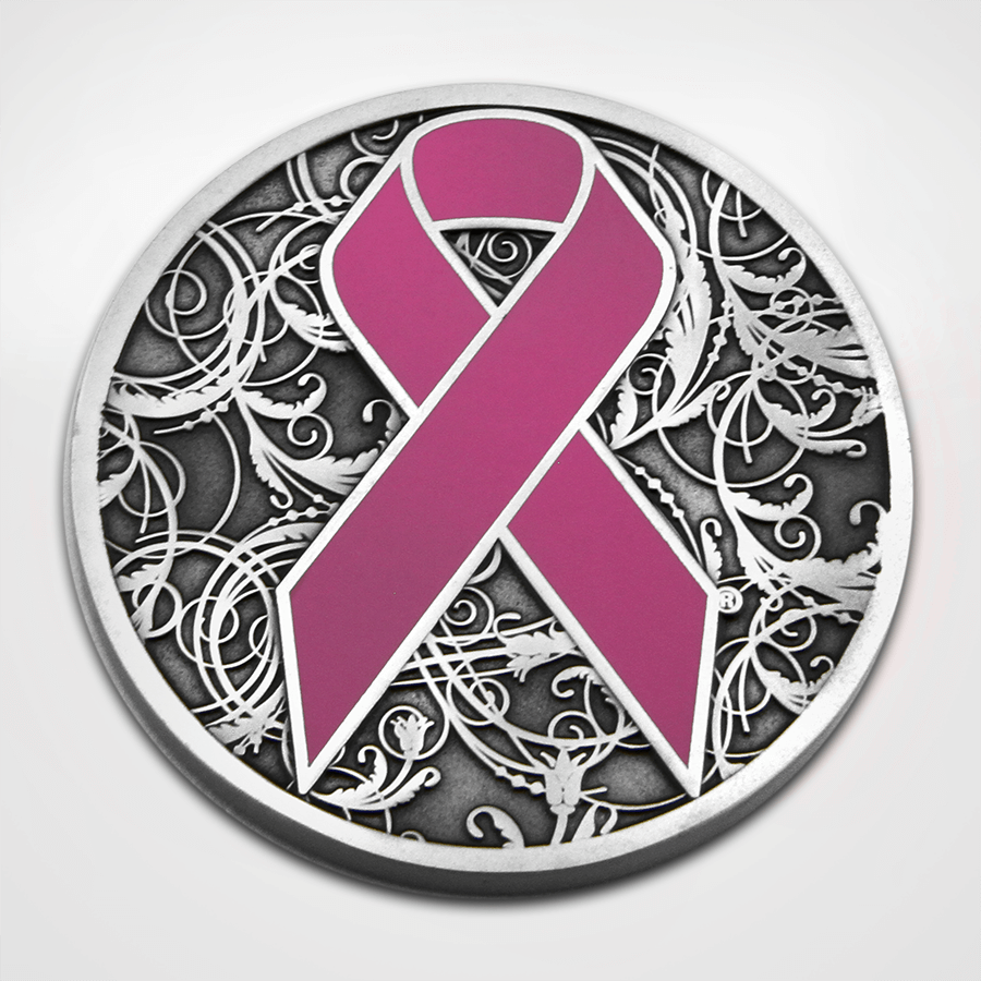 St. Michael Pink Line Coin - Back Pink Ribbon